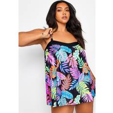 Florals Tankinis Yours Curve Bright Floral A-line Tankini, Black, 30-32, Women