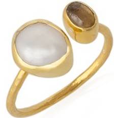Smycken Spero London Double Natural Gemstone Adjustable Sterling Silver Ring