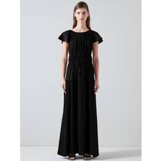Womens Bla-black Carla Drawstring-waistband Cotton-blend Maxi Dress