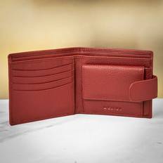 Dents Beauley Pebble Grain Leather Bifold RFID Coin Wallet Berry Red