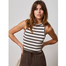 Brown - Woman Tank Tops Mint Velvet Striped Top, Brown/Cream