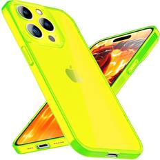 Nalia Klar Transparente Neon Silikon Hülle iPhone 15 Pro Max Smartphone Hülle, Gelb