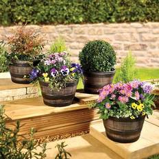 Coopers of Stortford Barrell Planters Oak-Effect Set 4