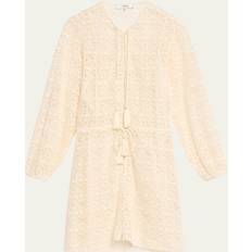 Frame Kjoler Frame lace-trimmed cotton jersey top neutrals