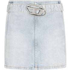 Diesel Women Skirts Diesel Denim mini skirt with logo belt Skirts Woman Blue