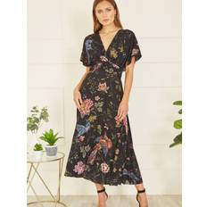 Viscose Dresses Yumi Bird And Floral Kimono Midi Dress