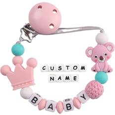 Multicolored Pacifier Holders Amxiu Pacifier Clip with Personalized Baby Name