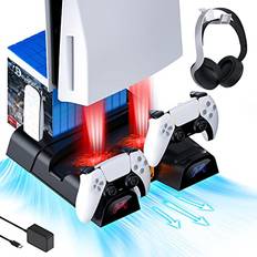 Controller & Console Stands NexiGo ps5 accessories vertical stand with headset holder and ac adapter, for... - Black