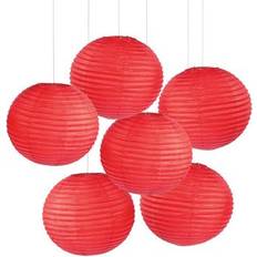 Red Streamers Fun Express 6 Pc 18" Red Hanging Paper Lanterns