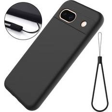 MTP Products Google Pixel 8a Liquid Silikone Cover med Strop Sort
