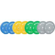 Muscle Squad Coloured Rubber Bumper Olympic Weight Plate Sets 100kg Olympic Standard 100kg