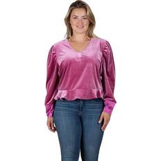 Velvet Blouses Plus Stretch Velvet Peplum Top