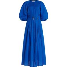 Linen - Men Dresses Gabriela Hearst Elea Pleated Dress in Sapphire Aloe Linen