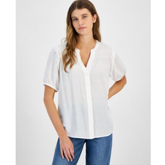 Tommy Hilfiger Blouses Tommy Hilfiger Women's Smocked Textured Blouse Brt White