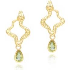 Peridot Earrings Gemondo ECFEW Peridot Snake Drop Earrings in Gold Plated Sterling Silver