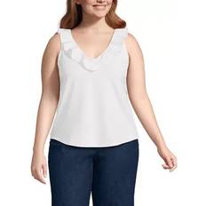 Lands' End Women Tank Tops Lands' End Plus Jersey Ruffle Tank