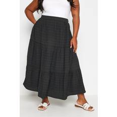 Polyester - Women Skirts Yours Tiered Check Midi Skirt - Black