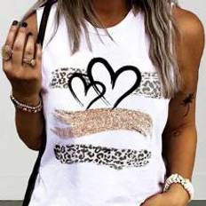 Fabric Tank Tops Shein Leopard Heart Printed Tank Top