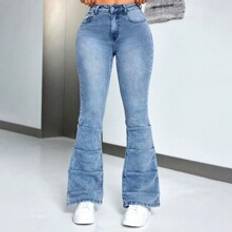 Modal Jeans Shein Pleated Flared Jeans