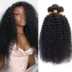 Human hair bundles Kinky Curly Virgin Human Hair Bundles 3-pack 8 10 12 inch Natural Black