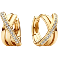 Pandora Orecchini Pandora Crossover Pavé Hoop Earrings - Gold/Transparent