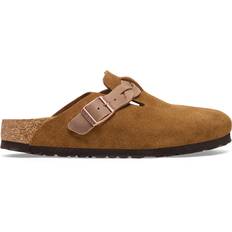 Braun - Damen Pantoletten Birkenstock Boston Braided Suede Leather - Mink