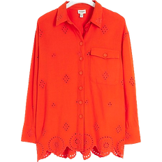 River Island Linen Blend Broderie Detail Shirt - Red