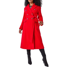 Belted trench coat Roman Petite Longline Belted Military Coat - Red