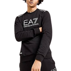 Emporio Armani EA7 7 Lines Cotton-Blend Logo Crew Sweatshirt - Black