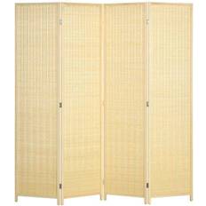 Pin Paravents Homcom 4 Panel Folding Natural Wood Paravent 180x180cm