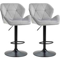 Armrests Bar Stools Homcom Luxurious Grey Bar Stool 117cm 2pcs