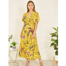 Yellow Dresses Yumi Bird And Floral Kimono Midi Dress