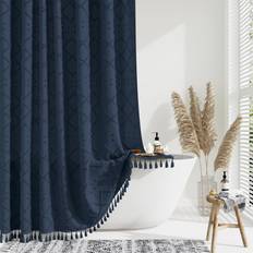 Dynamene Navy Blue Fabric Shower Curtain