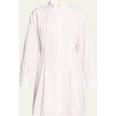 Elastane/Lycra/Spandex - Shirt Dresses Frame Womens White Pleated Regular-fit Organic-cotton Mini Dress