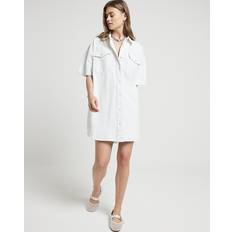 Shirt Dresses - White River Island Womens White Denim Mini Shirt Dress