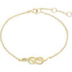Peridot Bracelets Gemondo ECFEW Peridot Snake Link Bracelet in Gold Plated Sterling Silver