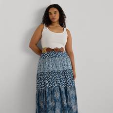 Ralph Lauren Women Skirts Ralph Lauren Plus Tiered Floral A-Line Skirt Blue 18S