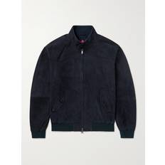 Baracuta G9 Perforated Suede Bomber Jacket Men Blue UK/US