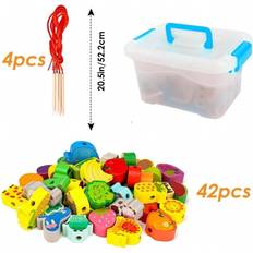 Wooden Educational Montessori Threading Learning Toys For 3 Year Olds Toddler Preschool Activities Stringing Toys For Toddlers