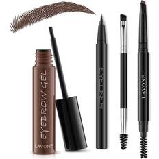 Lavone Eyebrow Tint Gel Kit Eyebrows Makeup Set with Waterproof Peel Off Eyebrow Gel Tint, Eyebrow Pencil, Eyeliner and Dual-ended Eyebrow Brush, Semi Permanent Eyebrow Tattoo Dark Brown