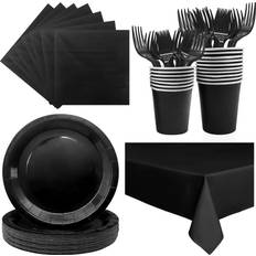 Polka Dots Disposable Plates Wyqjhkv severs 25 guests black paper plates 9 inch,bulk black paper plates cu