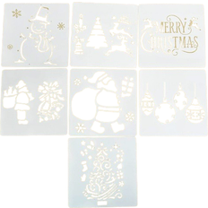 Hobbymaterial Grandado DIY Hollow Christmas Painting Template Stencil 7pcs