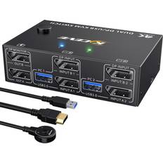 8k usb 3.0 displayport kvm switch 2 monitors 2 computers 8k30hz 4k144hz,mle. Black DP KVM Switch 2 monitor