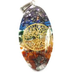 Ancient Wisdom Orgonite Power Pendant Stone Chakra Oval with Tree Multicoloured