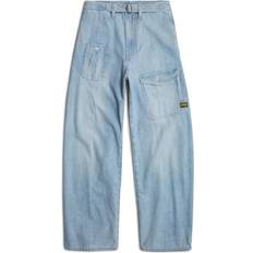 Belted Cargo Loose Jeans - Sun Faded Blue Mist