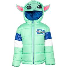 Children's Clothing Star Wars The Mandalorian Baby Yoda Toddler Boys Zip-Up Cosplay Puffer Jacket Green 2T