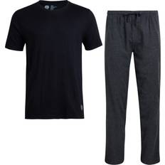 Sleepwear Vince Camuto Men's Pajama Set Short Sleeve T-Shirt and Fleece Lounge Pants Pajamas for Men S-XL Medium, Black/Dark Grey