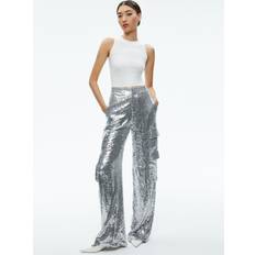 Silver - Sportswear Garment Trousers Alice + Olivia Sequin Wide Leg Cargo Pant