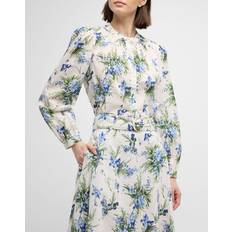 XXXS Blusar Veronica Beard Ashlynn Floral Cotton Shirt - White