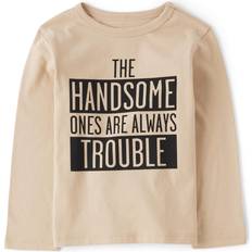 Long Sleeves T-shirts Children's Clothing The Children's Place Boy's Handsome Graphic Tee - Toast (3050647-TT)